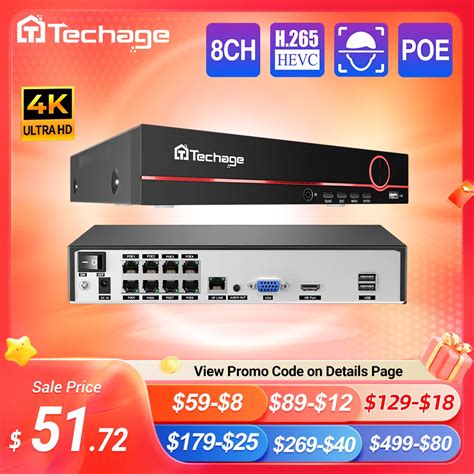 Techage H Ch Mp Mp Mp P K Poe Nvr Two Way Audio Security