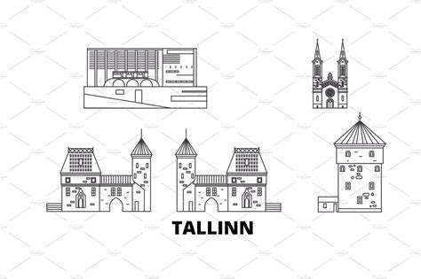 Estonia, Tallinn line travel skyline | Illustrations ~ Creative Market