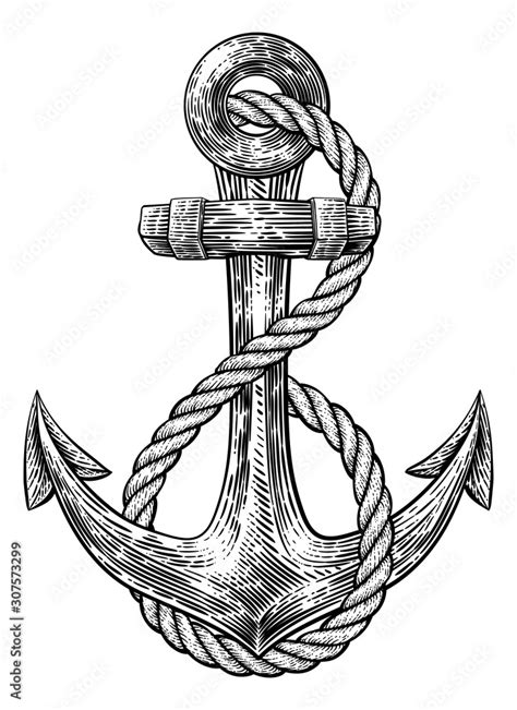 An anchor from a boat or ship with a rope wrapped around it tattoo or ...