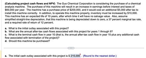 Solved Calculating Project Cash Flows And Npv The Guo Chegg