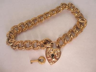 ANTIQUE VICTORIAN 9ct GOLD CASED CHAIN LINK BRACELET HEART PADLOCK