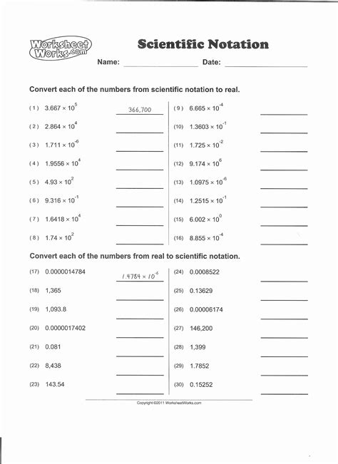 Scientific Notation Free Practice Sheets