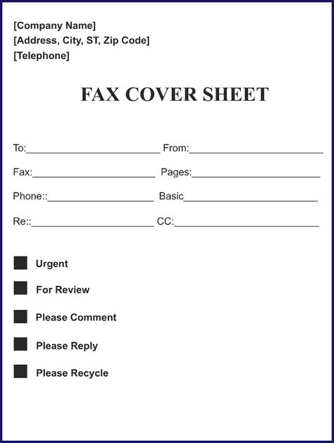 Professional Fax Cover Sheet Free Printable Templates