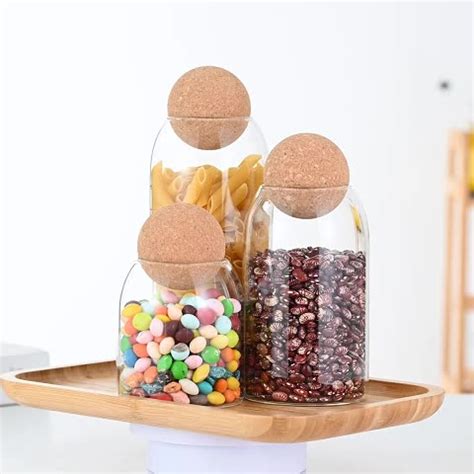 3pcs High Borosilicate Airtight Glass Spice Storage Jar Set With Cork