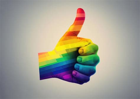 Daumen Hoch Regenbogen Hand Mit Lgbtq Farbsymbol Generative Ki