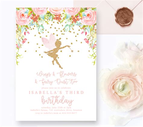 Free Editable Birthday Party Invitation Template Fairy Dust