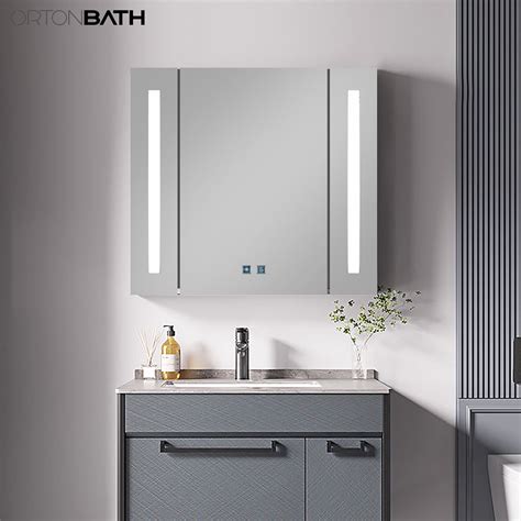 Ortonbath Led Mirror Cabinet For Bathroom X Lighted Vanity