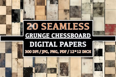 20 Seamless Grunge Chessboard Set | Graphic Patterns ~ Creative Market