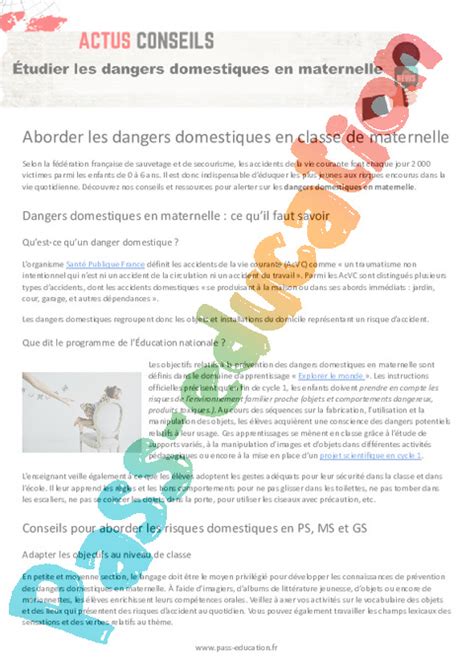 Étudier les dangers domestiques en maternelle