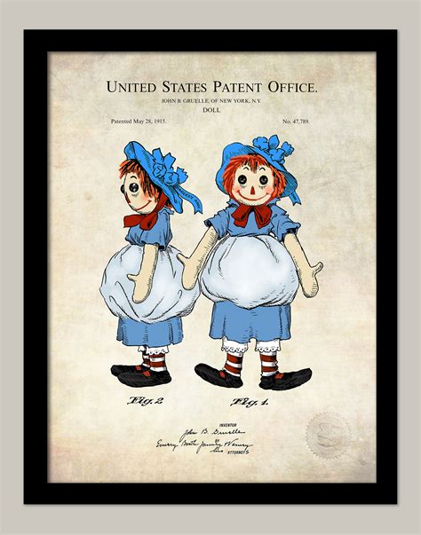 Raggedy Ann Doll | 1915 Gruelle Patent | Nursery Room Print