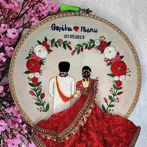 Dream Gifts Customized Wedding Embroidery Hoop Gift Indian Style