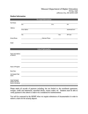 Fillable Online Dhe Mo Employee Information Form Missouri Department