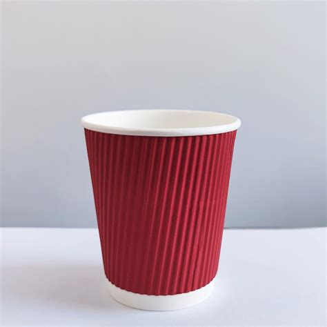 Factory Stock Disposable 8oz Red Vertical Ripple Wall Paper Coffee Cafe