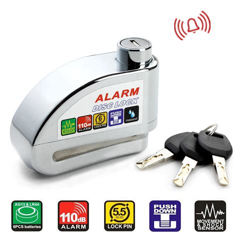 Alarm Disc Lock Waterproof Anti Theft Disc Brake Lock Alarm Sound 6mm