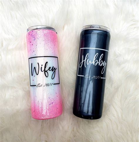 Hubby Wifey Tumbler Mr And Mrs Tumbler Wifey Cups Honeymoon Tumblers Wedding Tumblers