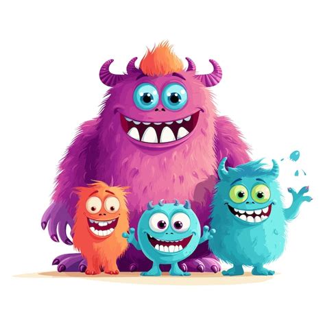 Illustration Vectorielle De Famille Monstre Mignon Vecteur Premium