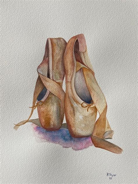 A Watercolor Painting Of Two Ballet Shoes