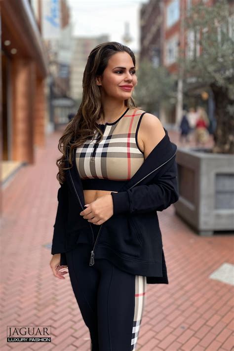 burberry zip detail check bra top jaguar luxury fashion