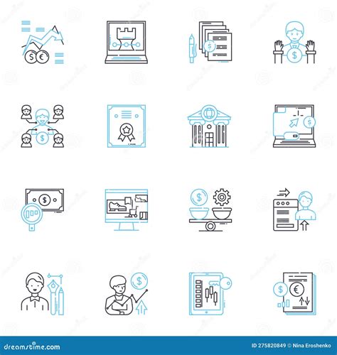 Spreadsheet Accounting Linear Icons Set. Cells, Formulae, Ledger