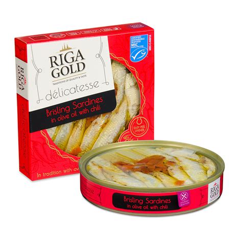 Riga Gold Sardynki w oliwie z oliwek z chili 120g RĪGAS ZELTS Sklep