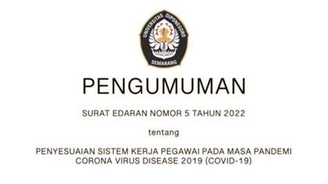 SURAT EDARAN NOMOR 5 TAHUN 2022 TENTANG PENYESUAIAN SISTEM KERJA