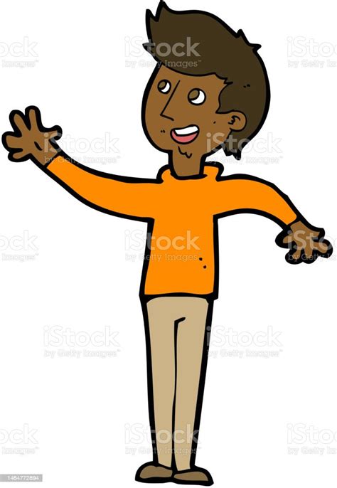 Cartoon Man Waving Stock Illustration Download Image Now Adult Art