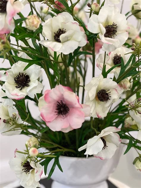 Elegant Faux Anemone Flower Arrangement, Realistic Silk Floral ...