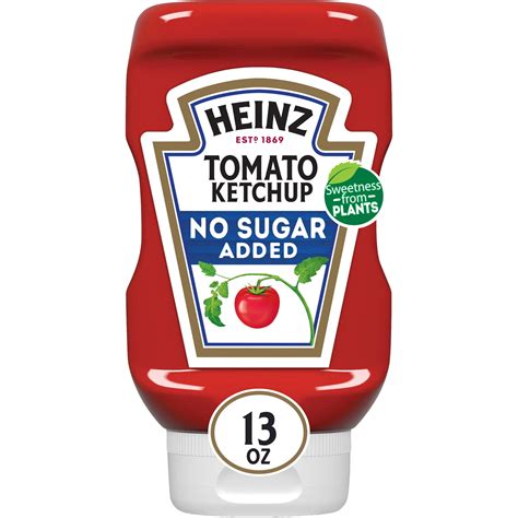 Heinz No Sugar Added Tomato Ketchup 13 Oz Upside Down Squeezable Bottle