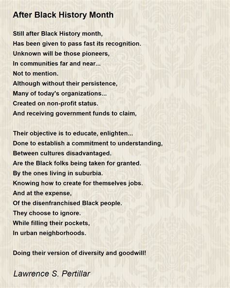 After Black History Month - After Black History Month Poem by Lawrence ...