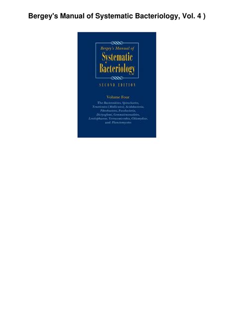Bergey's Manual Of Systematic Bacteriology Contains