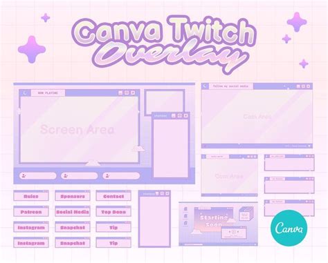 Canva Twitch Overlay Template Cute Aesthetic Window Overlay Etsy In