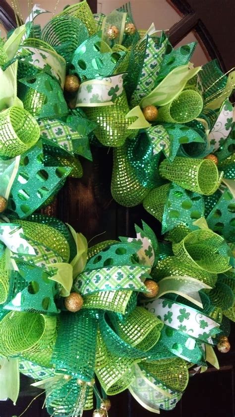 That S So Pinteresting St Patrick S Day Deco Mesh Door Wreath Mesh