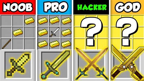 Minecraft Noob Vs Pro Vs Hacker Vs God Amazing God Sword Crafting