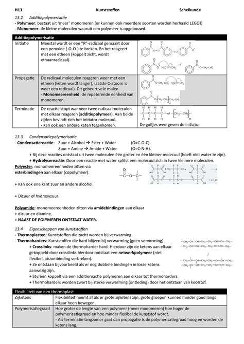 SK H13 Kunststoffen Chemie Overal H13 Kunststoffen Scheikunde