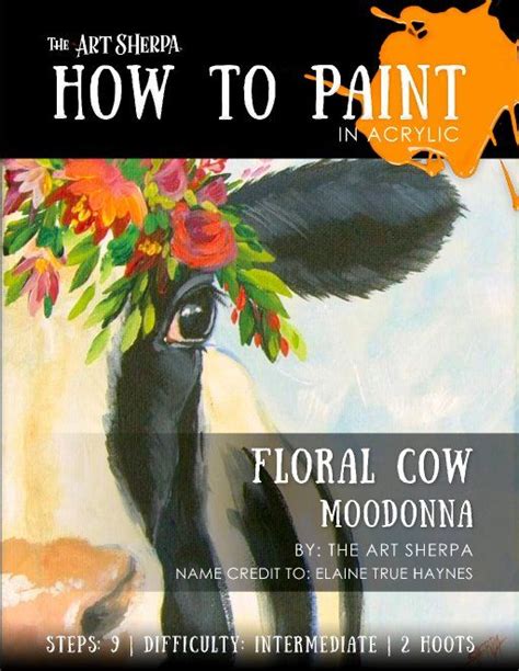 Floral Cow Acrylic Painting Tutorial Step By Step