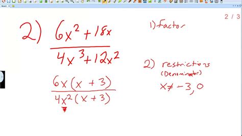 Simplifying Rational Expressions Problem 2 Youtube