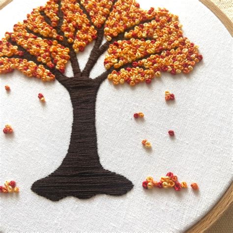 Fall Autumn Tree Embroidery Pattern Pdf Digital Pattern Etsy