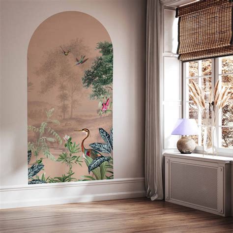 Peel And Stick Arch Wallpaper Decal Scenic Landscape Light Blush Etsy