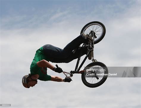 Morgan Wade, of Tyler, Texas, performs during the BMX Park Final of ...