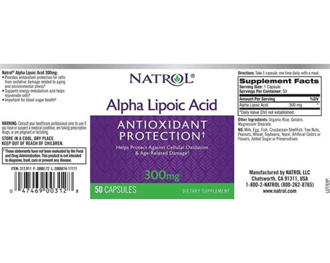 Alpha Lipoic Acid Capsules 300mg 50Ct