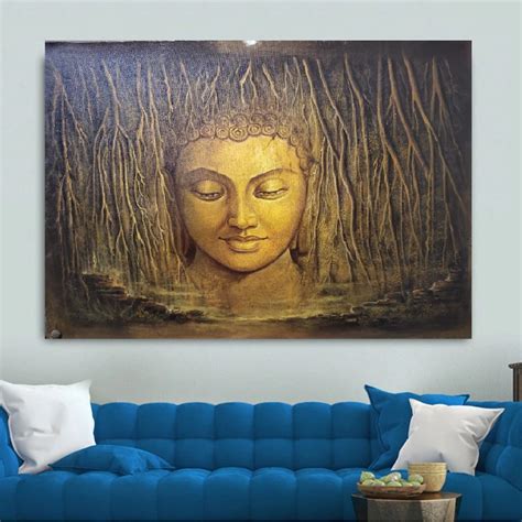 Buddha Face Canvas Painting Handpainted On Canvas Wall Art