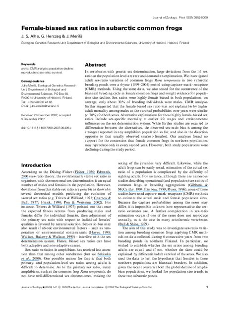 Pdf Female Biased Sex Ratios In Subarctic Common Frogs Gábor