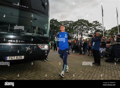 Jamie Shackleton 17 Of Leeds United Arrives At The Mkm Stadium Ahead