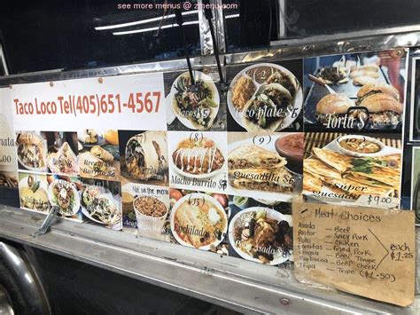 Menu At Taco Loco Food Truck Restaurant Edmond