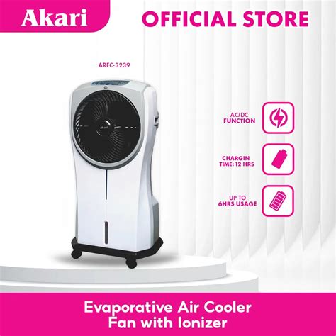 Akari Rechargeable Evaporative Air Cooler Fan With Ionizer