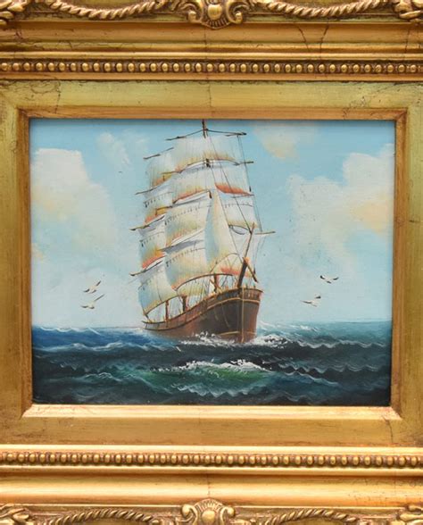 Oil Marine Painting Sailing Ship On Waves Great Wall Decor Buy Now!