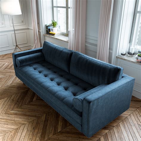 Blue Tufted Modern Sofa | Baci Living Room