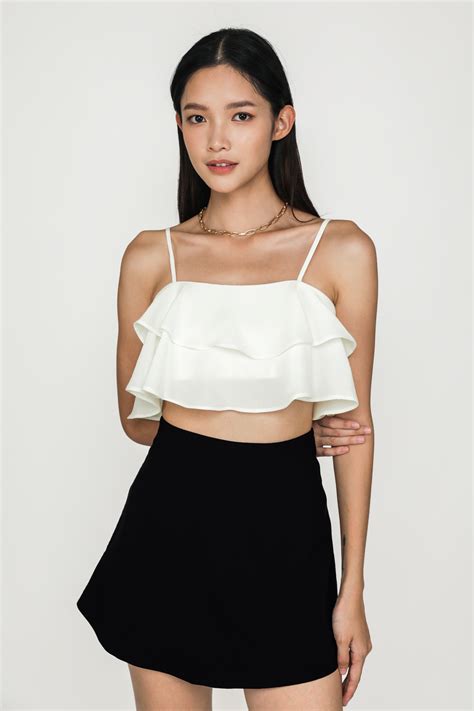 Kallie Ruffles Crop Top White The Tinsel Rack