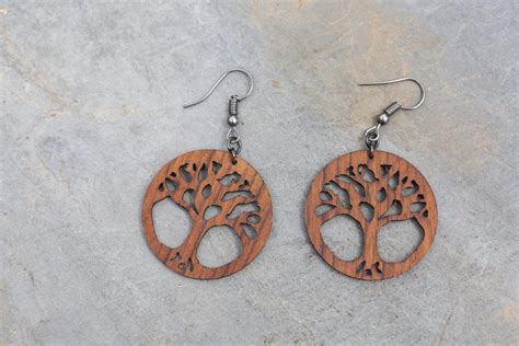 Boucle D Oreille Arbre De Vie Bouliwood Cr Ations Bois