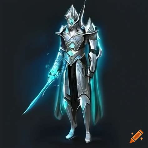 Anime Elvish Paladin Knight In Glowing Silver And Platinum Armor On Craiyon